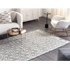 Alfombra De Lana Negro Blanco Crema 160 X 230 Cm A Mano Geométrico Borlas Kavak - Blanco