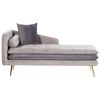 Chaise Longue De Terciopelo Gris Pardo Dorado Izquierdo Acolchado Cojines Gonesse - Beige