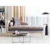 Chaise Longue De Terciopelo Gris Pardo Dorado Izquierdo Acolchado Cojines Gonesse - Beige