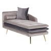 Chaise Longue De Terciopelo Gris Pardo Dorado Izquierdo Acolchado Cojines Gonesse - Beige