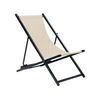 Tumbona De Jardín De Metal Beige Negro Respaldo Reclinable Plegable Locri Ii - Beige