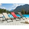 Tumbona De Jardín De Metal Beige Negro Respaldo Reclinable Plegable Locri Ii - Beige