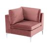 Sofá Esquinero 6 Plazas De Terciopelo Rosa Derecho Asiento Patas Metal Glamour Evja - Rosa