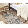 Alfombra Kilim De Lana Gris Beige 80 X 150 Cm A Mano Patchwork Borlas Aratashen - Gris