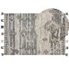 Alfombra Kilim De Lana Gris Beige 160 X 230 Cm A Mano Patchwork Borlas Aratashen - Gris