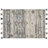 Alfombra Kilim De Lana Gris Beige 160 X 230 Cm A Mano Patchwork Borlas Aratashen - Gris