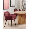 Conjunto De 2 Sillas De Comedor De Terciopelo Rojo Borgoña Negro Reposabrazos Jasmin - Rojo