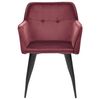 Conjunto De 2 Sillas De Comedor De Terciopelo Rojo Borgoña Negro Reposabrazos Jasmin - Rojo