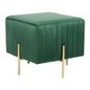 Reposapiés De Terciopelo Verde Oscuro Dorado 45 X 45 Cm Puf Glamour Dayton - Verde