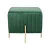 Reposapiés De Terciopelo Verde Oscuro Dorado 45 X 45 Cm Puf Glamour Dayton - Verde