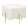 Reposapiés De Terciopelo Blanco Crema Dorado 45 X 45 Cm Puf Glamour Dayton - Blanco