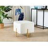 Reposapiés De Terciopelo Blanco Crema Dorado 45 X 45 Cm Puf Glamour Dayton - Blanco