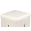 Reposapiés De Terciopelo Blanco Crema Dorado 45 X 45 Cm Puf Glamour Dayton - Blanco