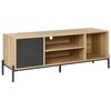 Mueble Tv Madera Clara Gris Negro 140 X 40 Cm Mdf Armario Estantes Moines - Madera Clara