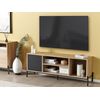 Mueble Tv Madera Clara Gris Negro 140 X 40 Cm Mdf Armario Estantes Moines - Madera Clara