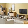 Mueble Tv Madera Clara Gris Negro 140 X 40 Cm Mdf Armario Estantes Moines - Madera Clara