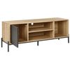 Mueble Tv Madera Clara Gris Negro 140 X 40 Cm Mdf Armario Estantes Moines - Madera Clara