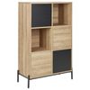 Estantería Madera Clara Gris Negro 135 Cm Mdf Librería Armarios Estantes Moines - Madera Clara