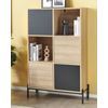 Estantería Madera Clara Gris Negro 135 Cm Mdf Librería Armarios Estantes Moines - Madera Clara