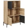 Estantería Madera Clara Gris Negro 135 Cm Mdf Librería Armarios Estantes Moines - Madera Clara