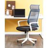 Silla De Oficina Reclinable De Poliéster Negro Blanco Azul Giratoria Ajustable Leader - Negro