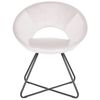 Sillón De Terciopelo Metal Acolchado Sin Reposabrazos Retro Blanco Crema Rachel - Blanco