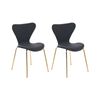 Conjunto De 2 Sillas De Comedor De Terciopelo Negro Dorado Sin Reposabrazos Boonville - Negro