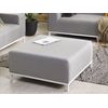 Otomana De Poliéster Gris Claro Blanco 83 X 83 Cm Reposapiés Patas Metal Rovigo - Gris