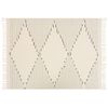 Manta De Algodón Negro Beige Claro 130 X 170 Cm A Mano Patrón A Rayas Borlas Uluyol - Beige