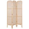 Biombo 3 Paneles De Ratán Natural Beige 105 X 180 Cm Separador Plegable Potenza - Natural