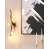 Lámpara De Pared De Metal Dorado 75 Cm Aplique Cristal 3 Luces Glamour Tulija - Dorado