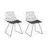 Conjunto De 2 Sillas De Metal Plateado Negro Asiento Piel Sintética Beatty - Plateado