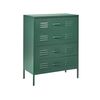 Cómoda De Metal Verde Oscuro 80 X 40 Cm 4 Cajones Almacenaje Industrial Enago - Verde