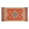 Alfombra Kilim De Algodón Naranja Beige Marrón 80 X 150 Cm Geométrico Borlas Gavar - Naranja