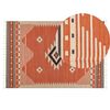 Alfombra Kilim De Algodón Naranja Beige Marrón 140 X 200 Cm Geométrico Borlas Gavar - Naranja