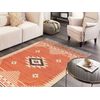 Alfombra Kilim De Algodón Naranja Beige Marrón 140 X 200 Cm Geométrico Borlas Gavar - Naranja