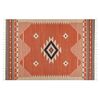 Alfombra Kilim De Algodón Naranja Beige Marrón 140 X 200 Cm Geométrico Borlas Gavar - Naranja