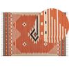 Alfombra Kilim De Algodón Naranja Beige Marrón 160 X 230 Cm Geométrico Borlas Gavar - Naranja