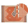 Alfombra Kilim De Algodón Naranja Beige Marrón 200 X 300 Cm Geométrico Borlas Gavar - Naranja