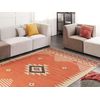 Alfombra Kilim De Algodón Naranja Beige Marrón 200 X 300 Cm Geométrico Borlas Gavar - Naranja