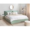 Cama Con Almacenaje De Terciopelo Verde Menta 180 X 200 Cm Otomana Bajonna - Verde