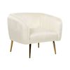 Sillón De Terciopelo Beige Crema Dorado Respaldo Patas Metal Glamour Laconia - Beige