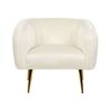 Sillón De Terciopelo Beige Crema Dorado Respaldo Patas Metal Glamour Laconia - Beige