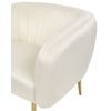 Sillón De Terciopelo Beige Crema Dorado Respaldo Patas Metal Glamour Laconia - Beige