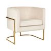 Sillón De Terciopelo Beige Crema Dorado Metal Respaldo Glamour Dormitorio Sirkka - Beige