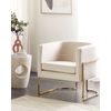 Sillón De Terciopelo Beige Crema Dorado Metal Respaldo Glamour Dormitorio Sirkka - Beige