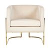 Sillón De Terciopelo Beige Crema Dorado Metal Respaldo Glamour Dormitorio Sirkka - Beige