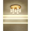 Lámpara De Techo Luces Led Integradas Metal Redondo Hierro Vidrio Pantalla Sala De Estar Moderno Estilo Glamoroso Oro Yowaka - Dorado