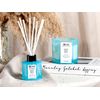 Conjunto De Vela Perfumada Y Difusor De Varilla 100% Cera De Soja Mecha De Algodón Vidrio Fresco Salvia Sal Marina Classy Tint - Azul