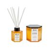 Conjunto De Vela Perfumada Y Difusor De Varilla 100% Cera De Soja Mecha De Algodón Vidrio Fresco Prado Estival Classy Tint - Naranja